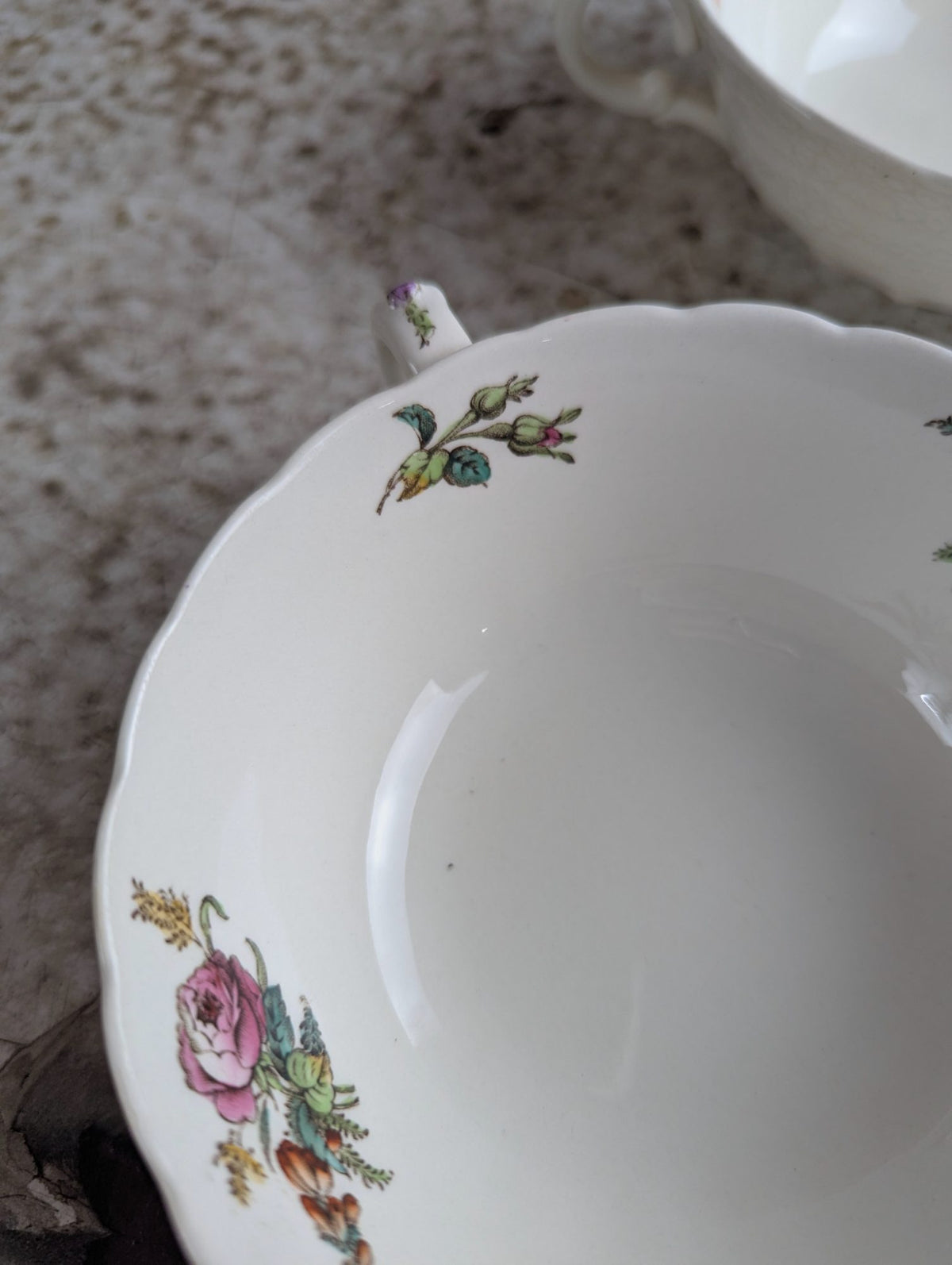 Set of 4 Copeland Spode Antique Double-Handled Coupe Soup Bowls