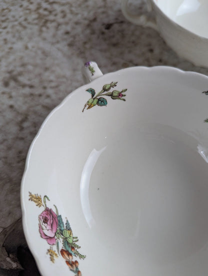 Set of 4 Copeland Spode Antique Double-Handled Coupe Soup Bowls