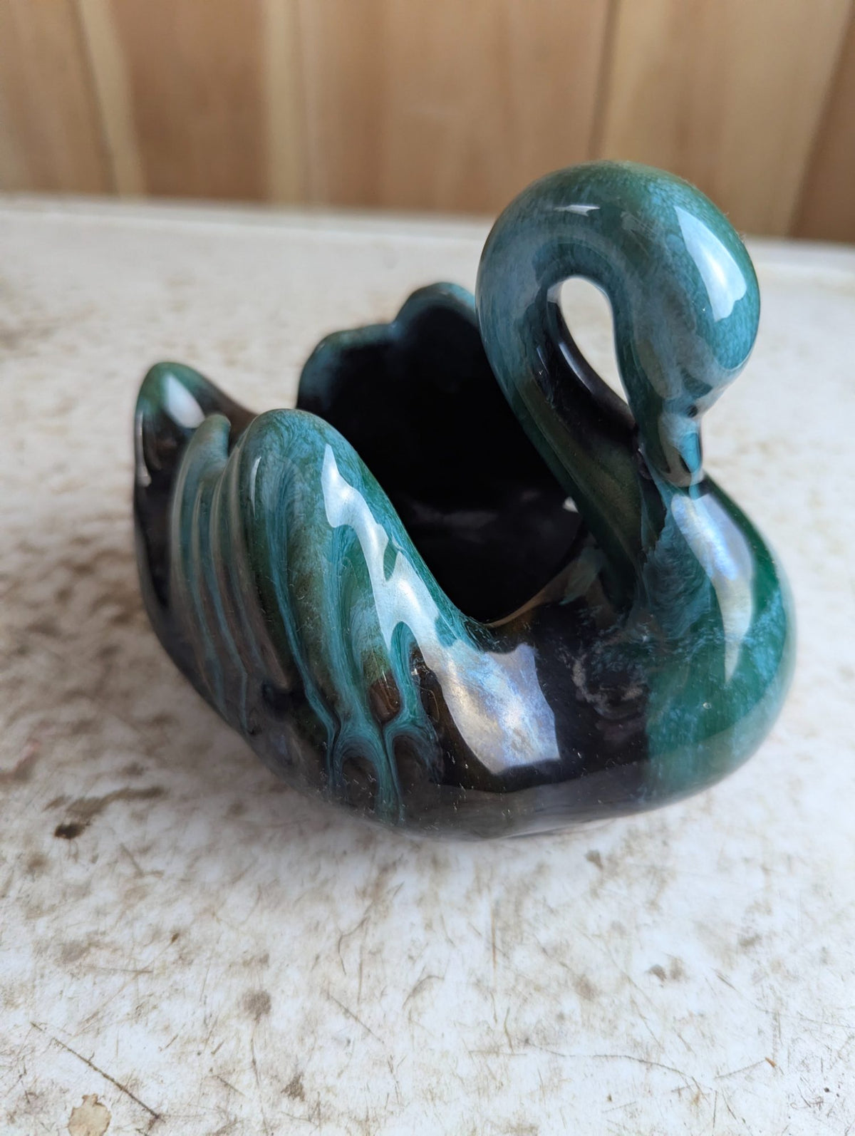 Pair of Vintage Blue Mountain Pottery Swan Planter Bowls BMP