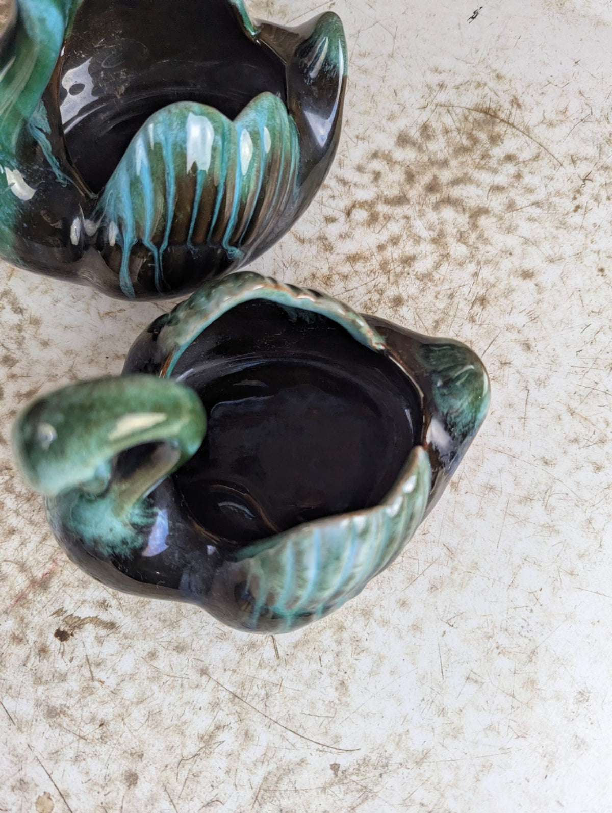 Pair of Vintage Blue Mountain Pottery Swan Planter Bowls BMP