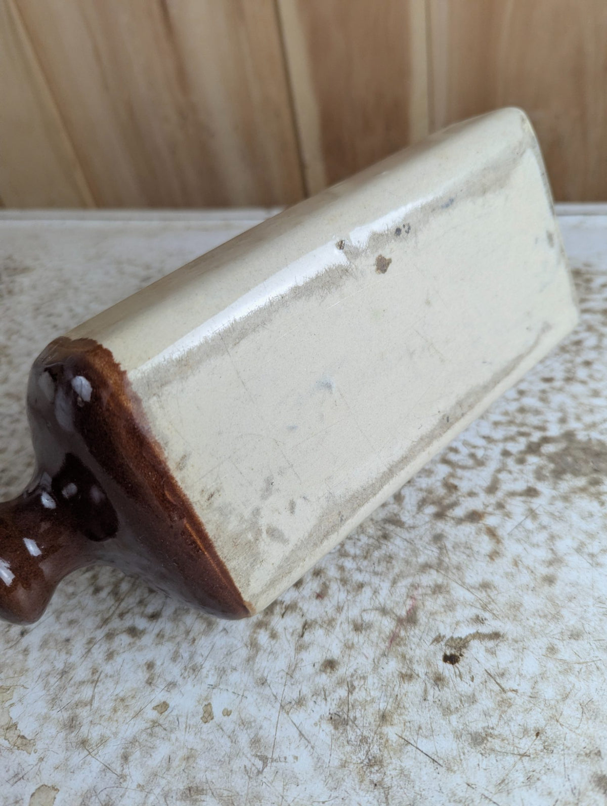 Antique Stoneware Bed Pig Foot Warmer
