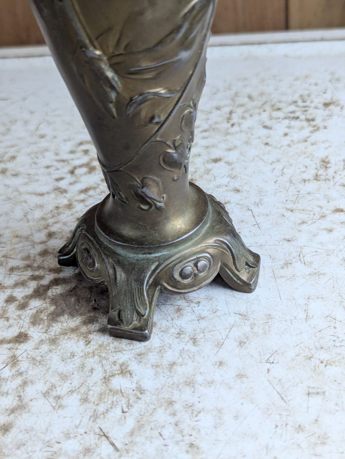Vintage 9.5" Tall Art Nouveau Style Bronze Spelter Vase