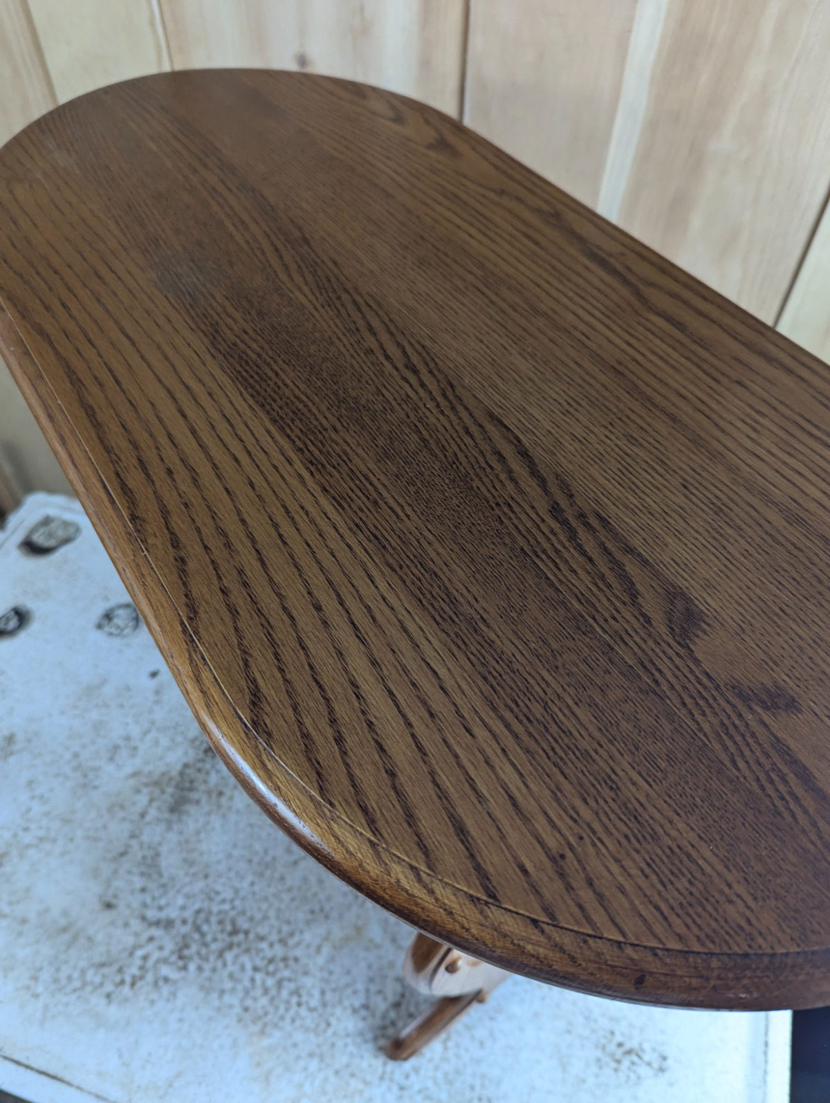 Vintage Solid Oak Oval Side Table with Magazine Rack 27" x 13" x 24"