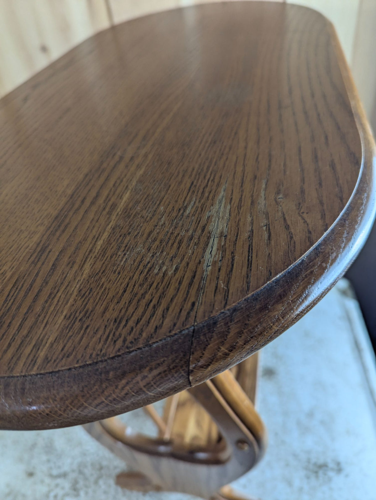 Vintage Solid Oak Oval Side Table with Magazine Rack 27" x 13" x 24"