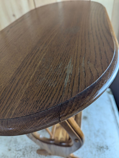 Vintage Solid Oak Oval Side Table with Magazine Rack 27" x 13" x 24"