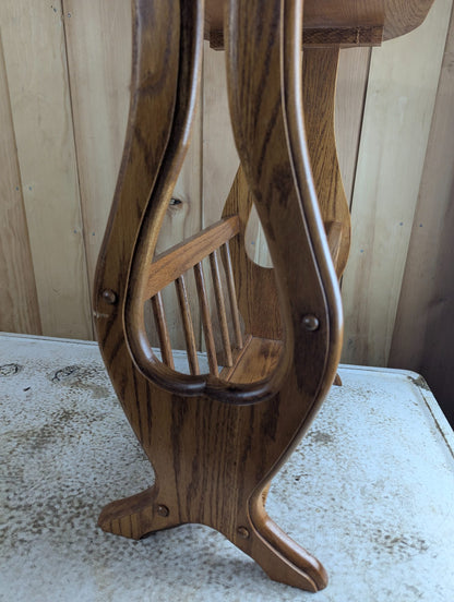 Vintage Solid Oak Oval Side Table with Magazine Rack 27" x 13" x 24"