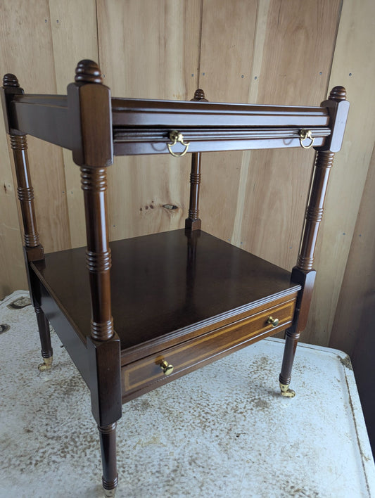 Bombay Two-Tier Dark Wood Accent Table 17.5" x 16" x 25"