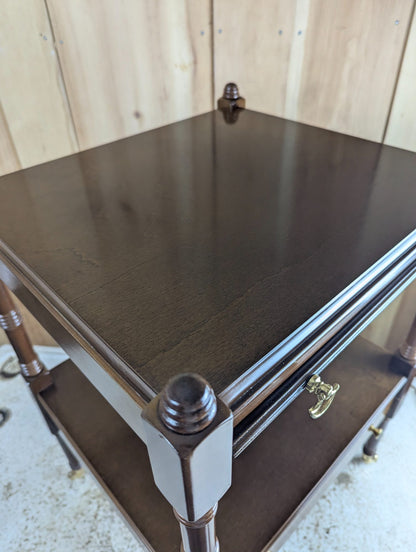 Bombay Two-Tier Dark Wood Accent Table 17.5" x 16" x 25"