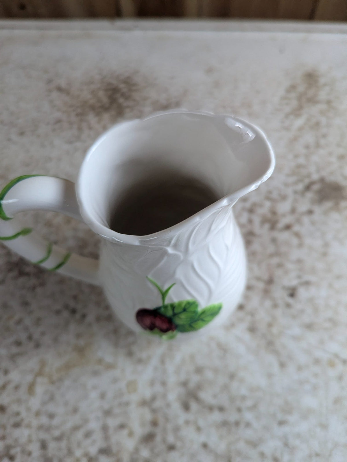 1950s Japanese Hand-Painted Majolica-Style 6.5" Ceramic Strawberry Cream Pitcher