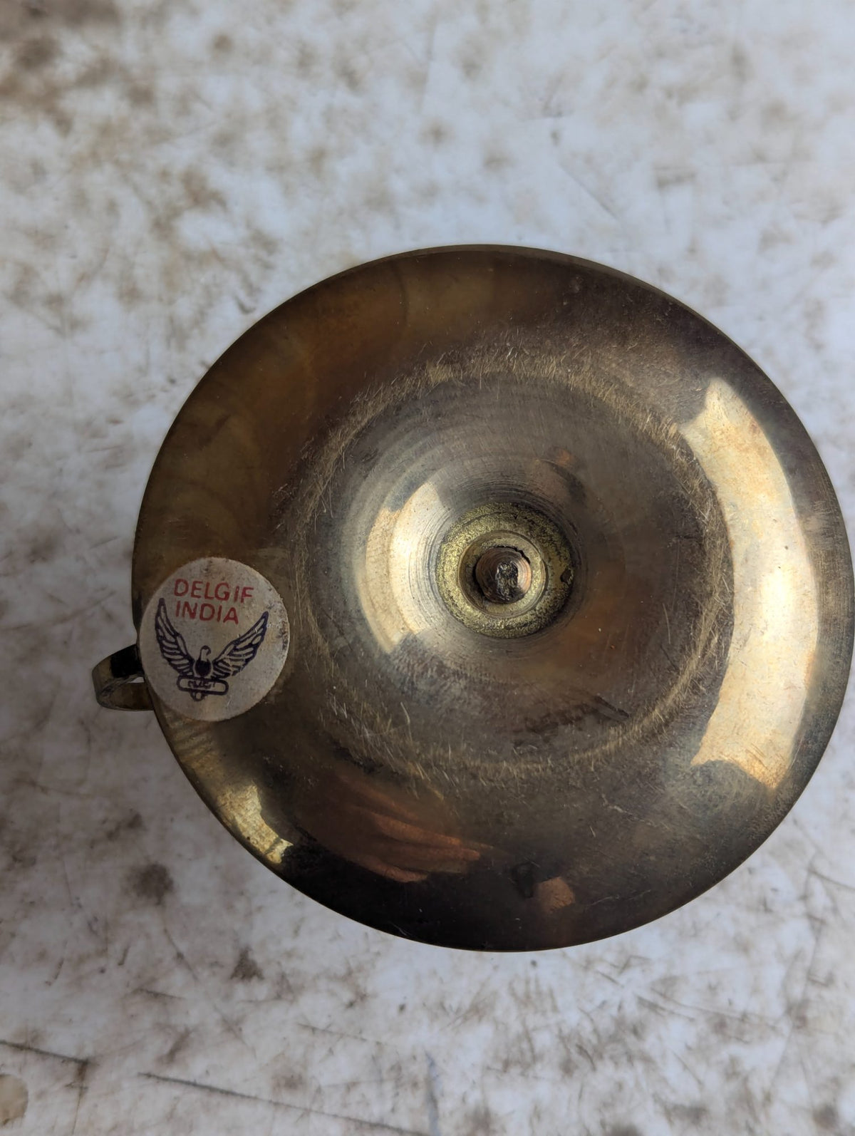 Vintage Indian Brass Chamberstick Candle Holder with Ring Handle