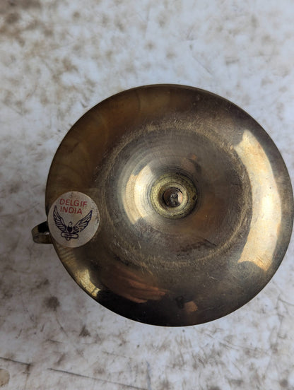 Vintage Indian Brass Chamberstick Candle Holder with Ring Handle