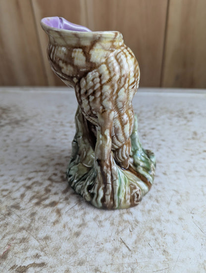 Antique 6" Majolica Nautilus Shell Bud Vase - Unmarked