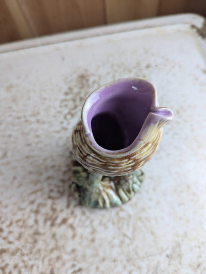 Antique 6" Majolica Nautilus Shell Bud Vase - Unmarked