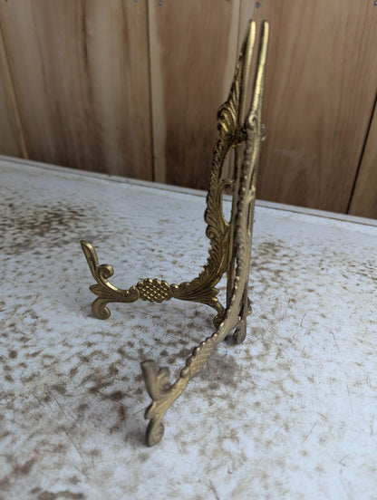 Vintage Ornate Brass Folding Display Easel 6.75"