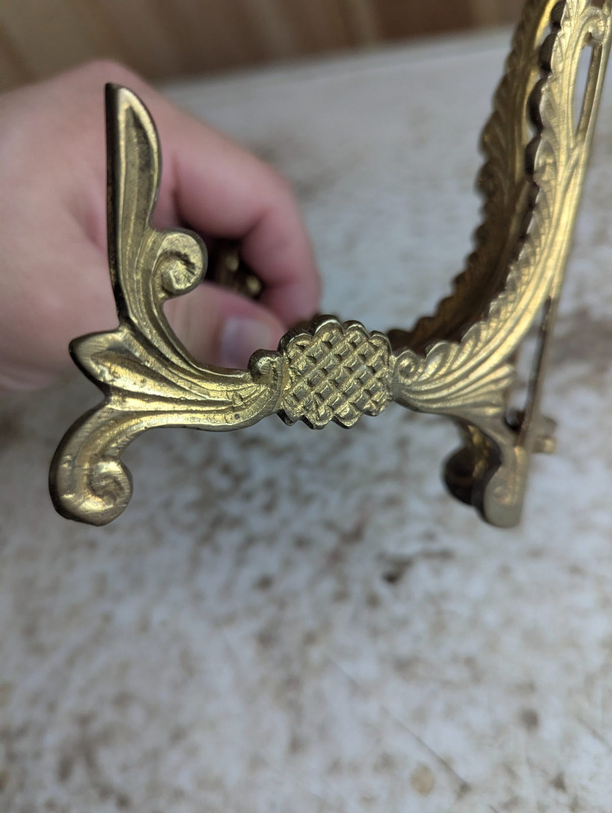 Vintage Ornate Brass Folding Display Easel 6.75"