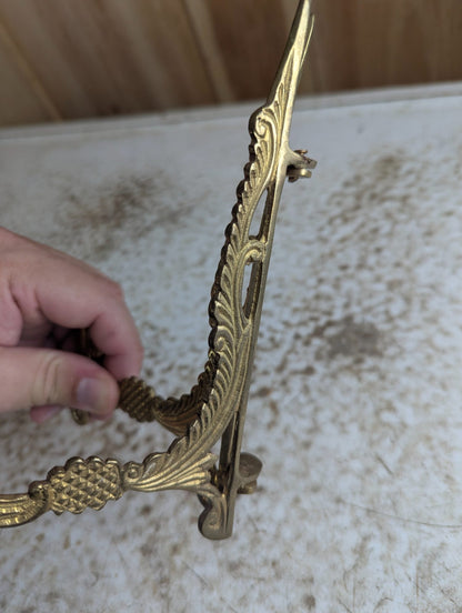 Vintage Ornate Brass Folding Display Easel 6.75"