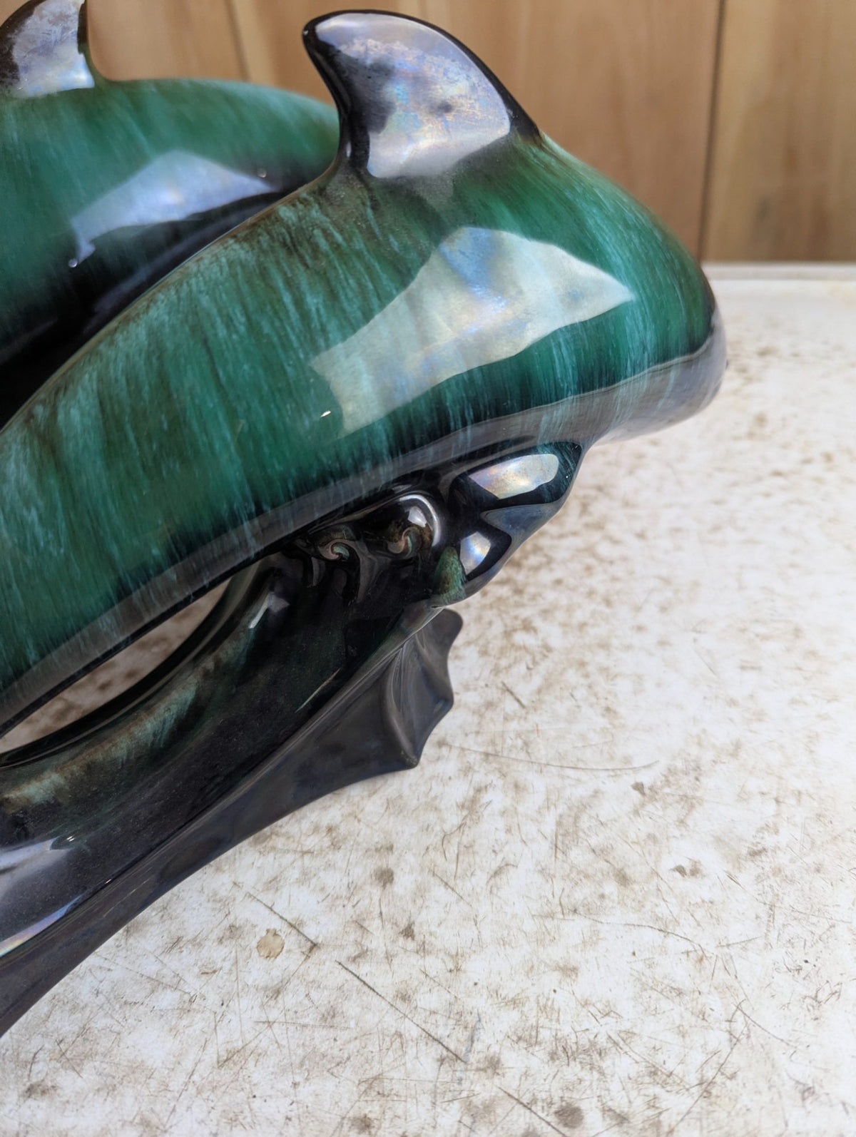 Pair of Vintage Blue Mountain Pottery Dolphin Figurines BMP 12" Long
