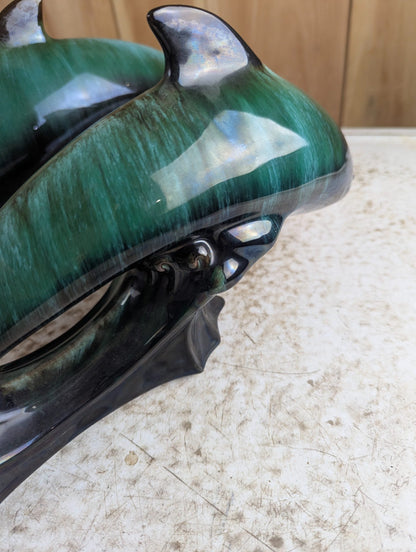 Pair of Vintage Blue Mountain Pottery Dolphin Figurines BMP 12" Long