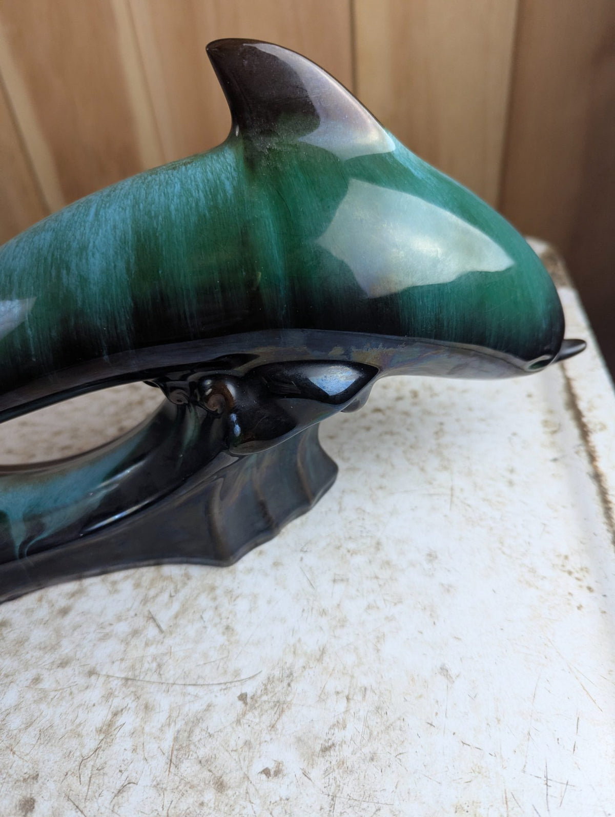 Pair of Vintage Blue Mountain Pottery Dolphin Figurines BMP 12" Long