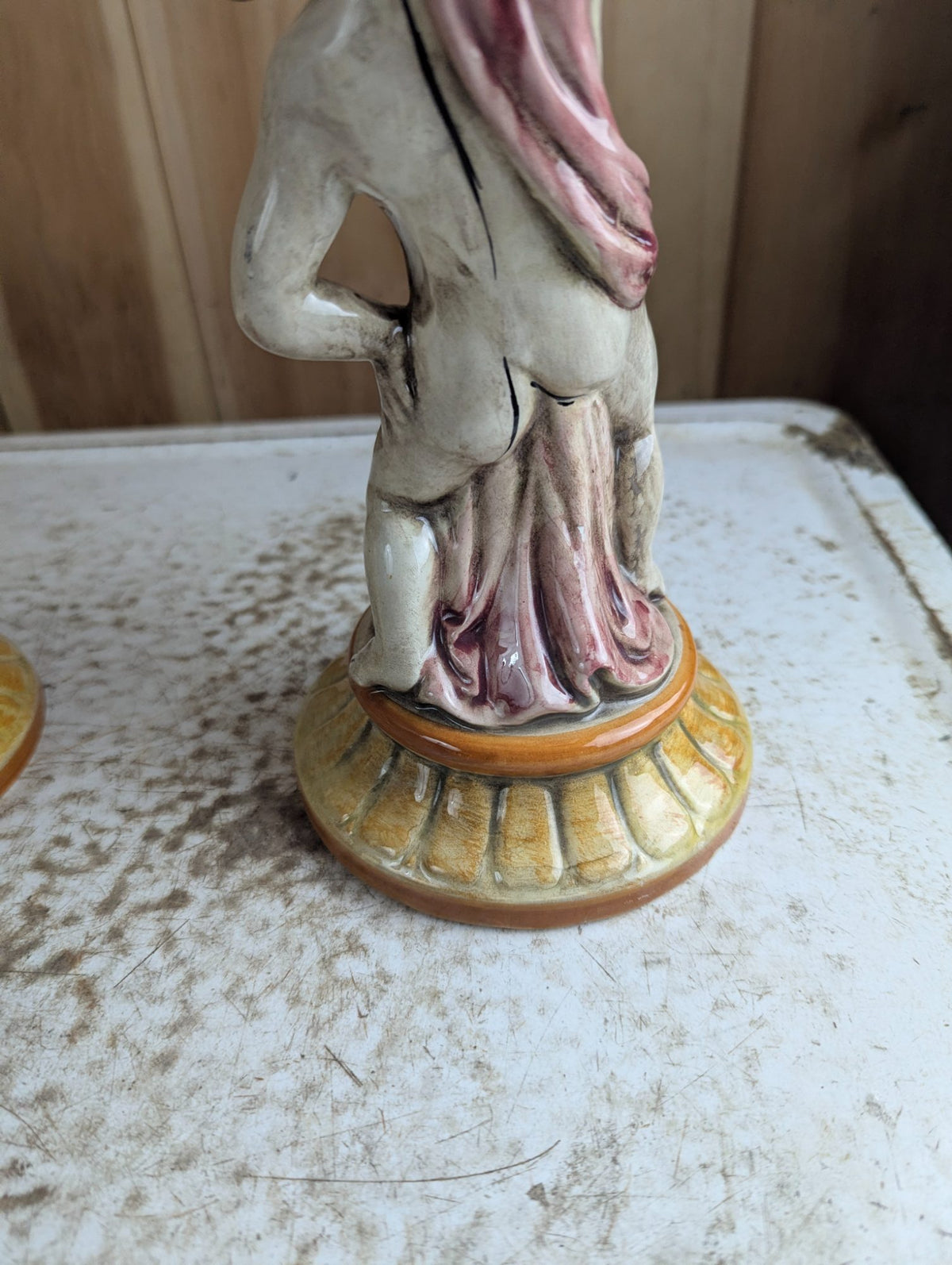 Pair of Vintage Italian Capodimonte Ceramic Cherub Planters Jardinieres 11" Tall