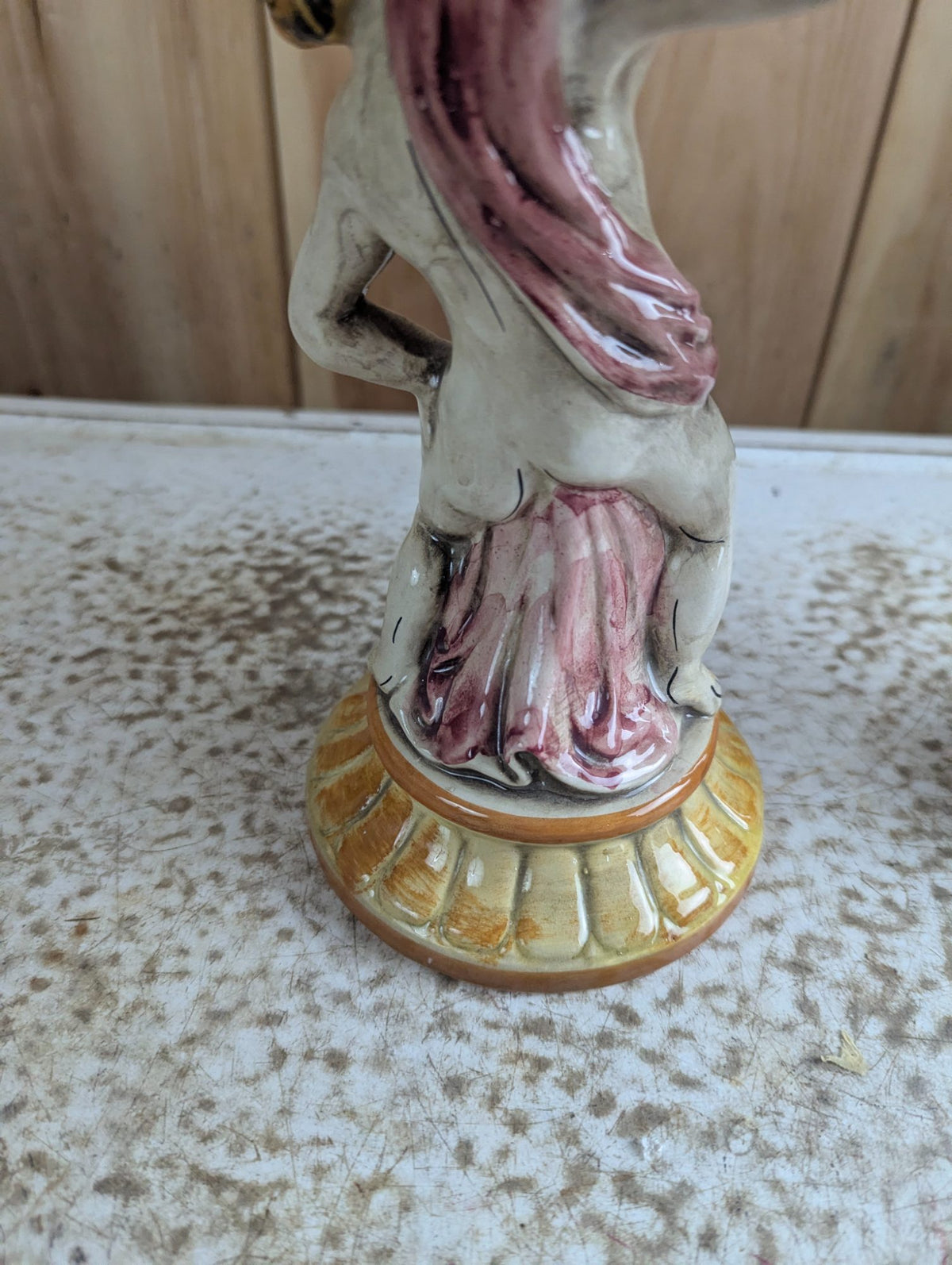 Pair of Vintage Italian Capodimonte Ceramic Cherub Planters Jardinieres 11" Tall