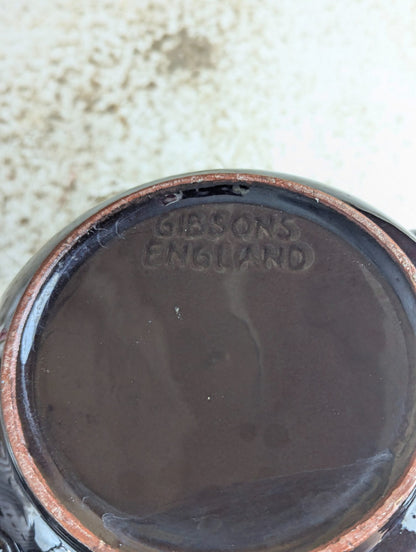 Vintage Gibsons England Black Glazed Ceramic Teapot