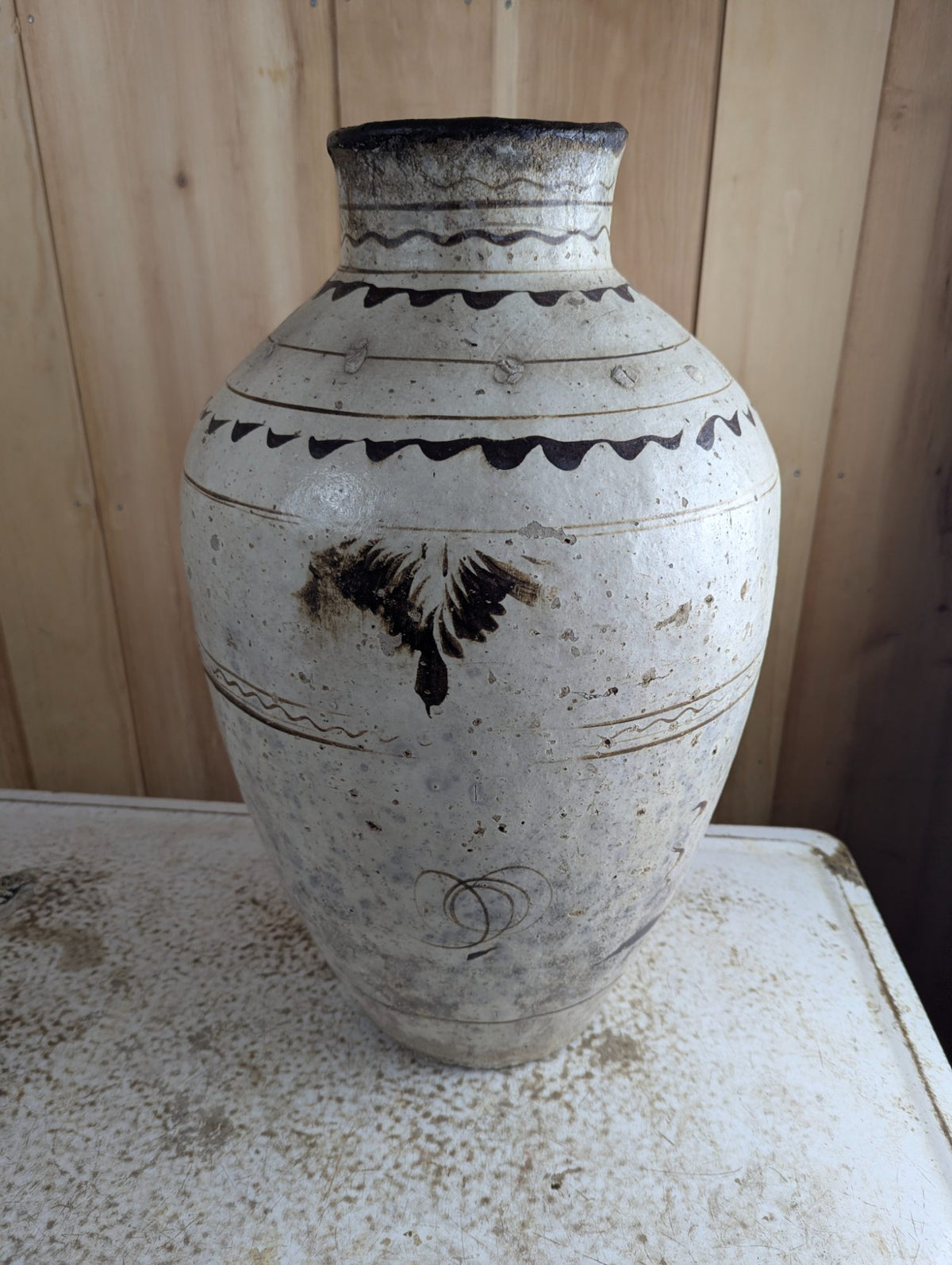 Antique Chinese Cizhou Ware Slip-Glazed Wine Jar 23" Tall