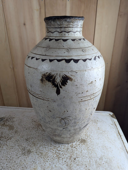 Antique Chinese Cizhou Ware Slip-Glazed Wine Jar 23" Tall