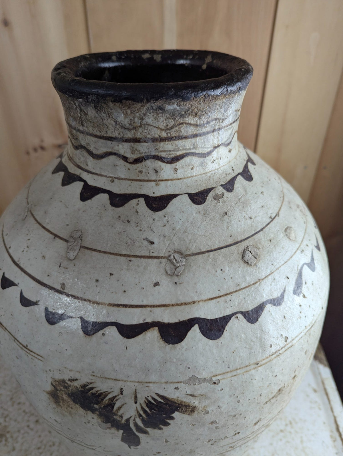 Antique Chinese Cizhou Ware Slip-Glazed Wine Jar 23" Tall