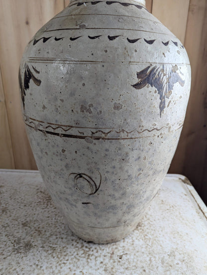 Antique Chinese Cizhou Ware Slip-Glazed Wine Jar 23" Tall