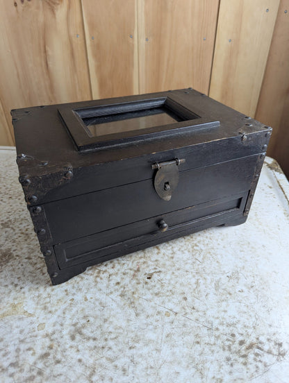 Antique Style Dark Wood Storage Box