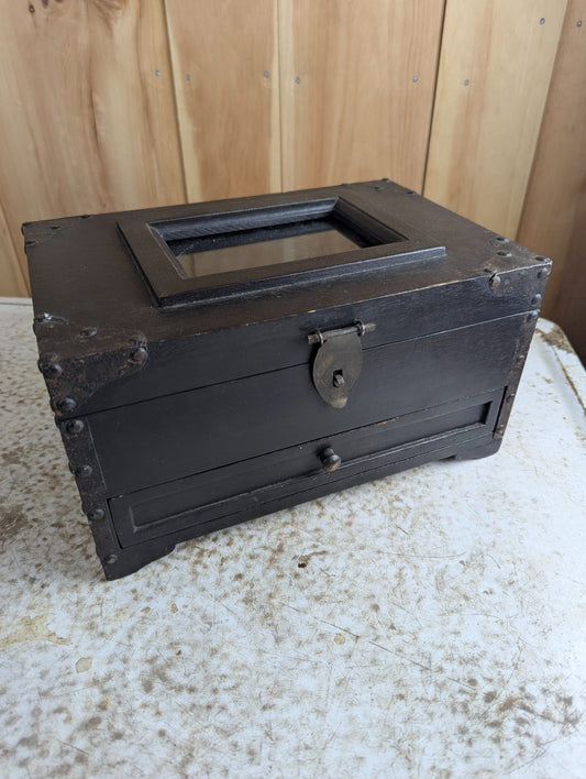 Antique Style Dark Wood Storage Box
