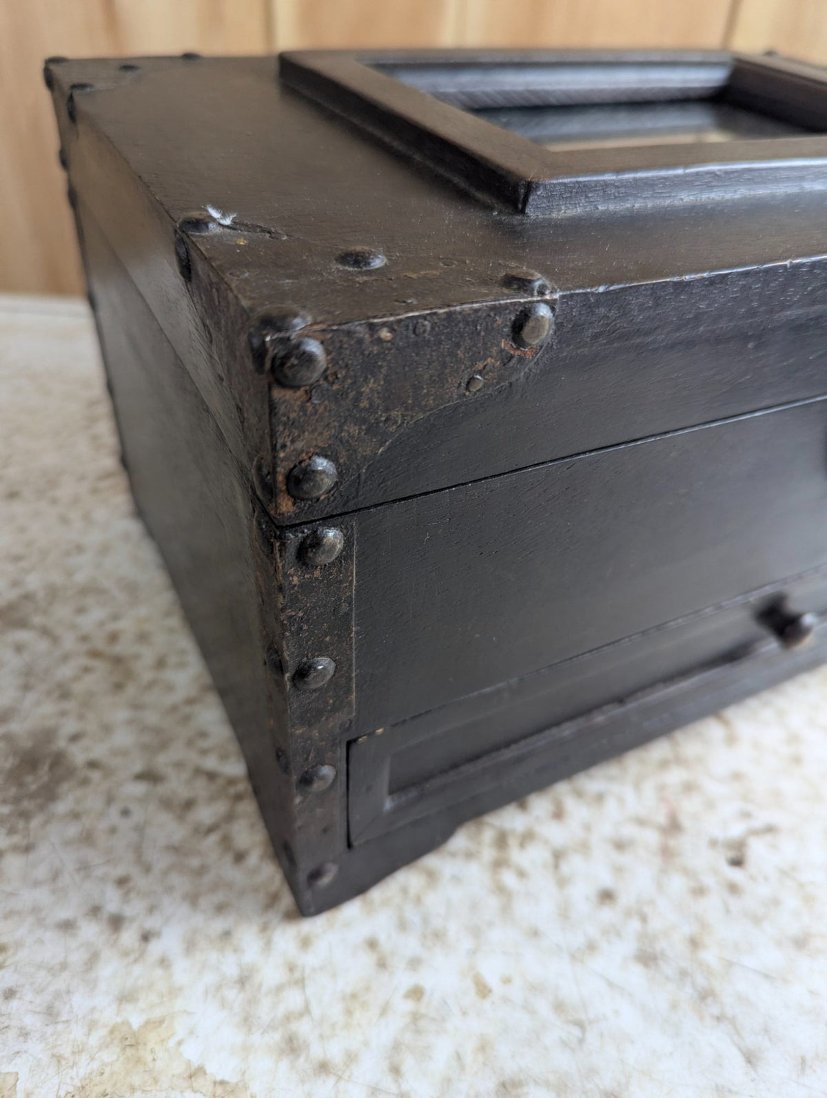 Antique Style Dark Wood Storage Box