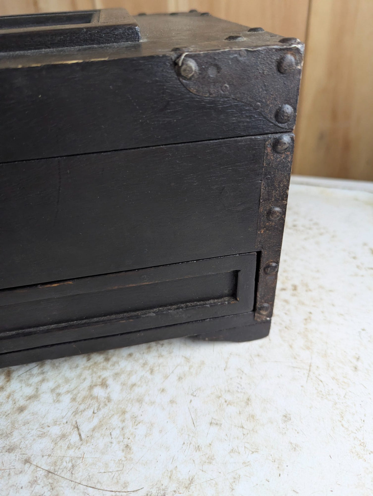 Antique Style Dark Wood Storage Box