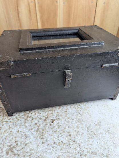 Antique Style Dark Wood Storage Box