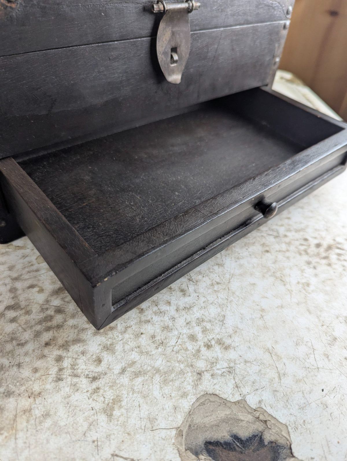 Antique Style Dark Wood Storage Box
