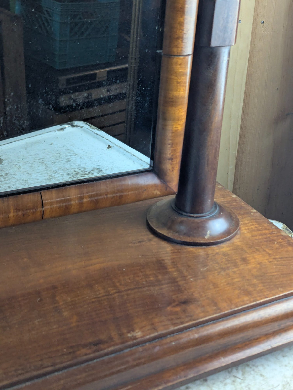 Antique Victorian Wooden Tabletop Dressing Shaving Mirror