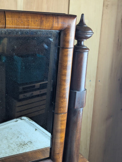 Antique Victorian Wooden Tabletop Dressing Shaving Mirror