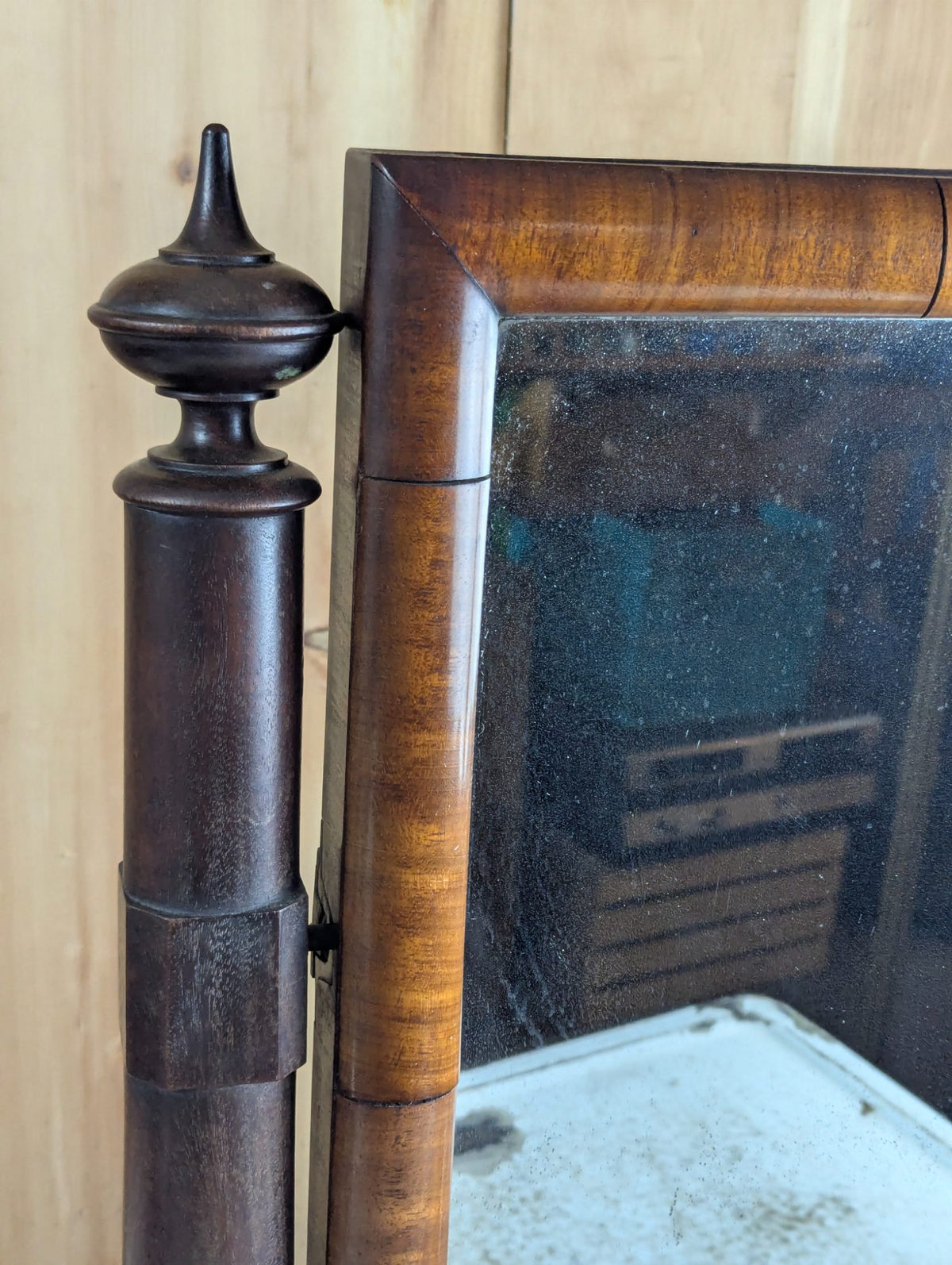 Antique Victorian Wooden Tabletop Dressing Shaving Mirror