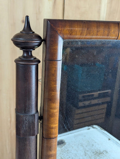 Antique Victorian Wooden Tabletop Dressing Shaving Mirror