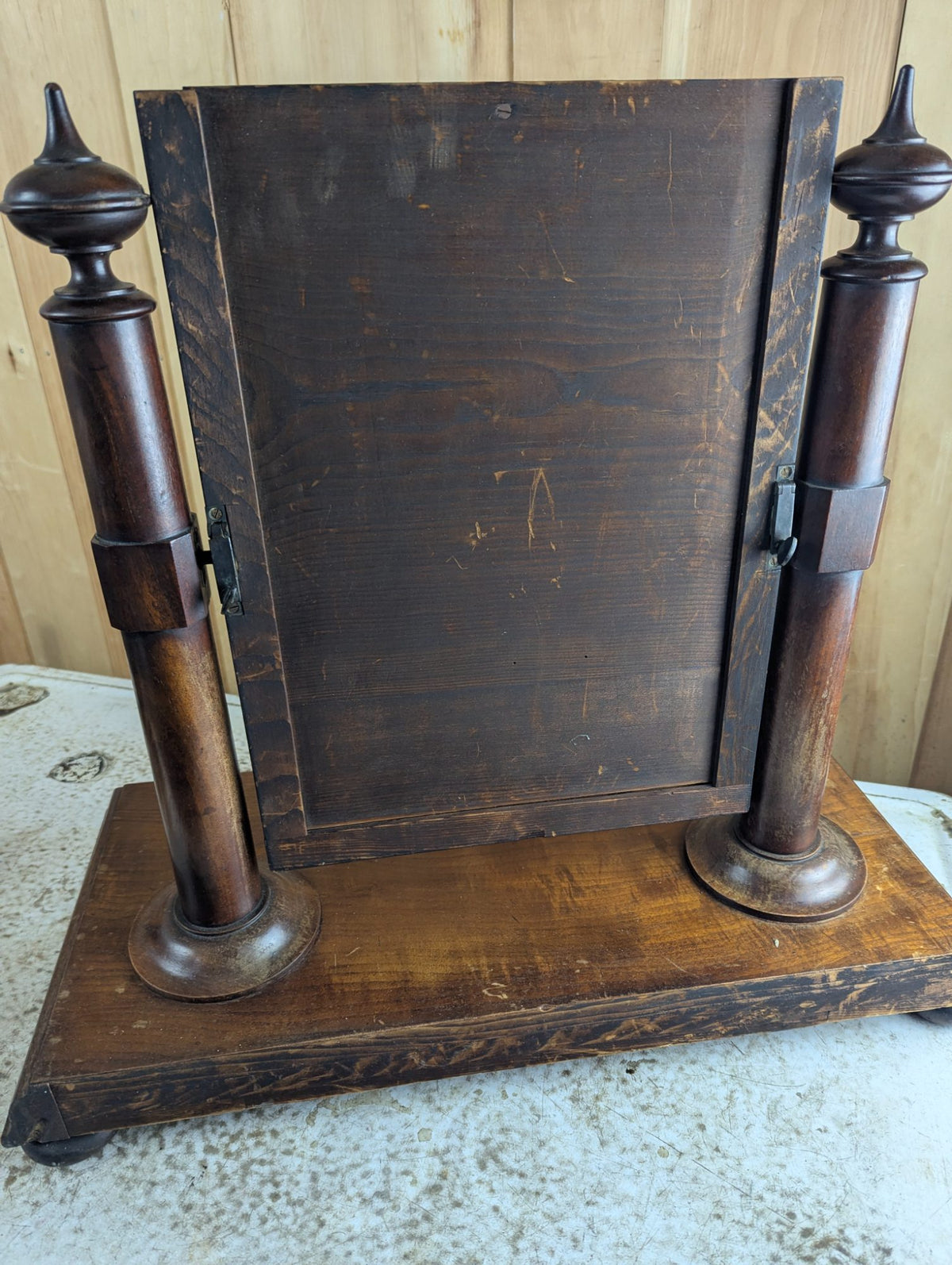Antique Victorian Wooden Tabletop Dressing Shaving Mirror