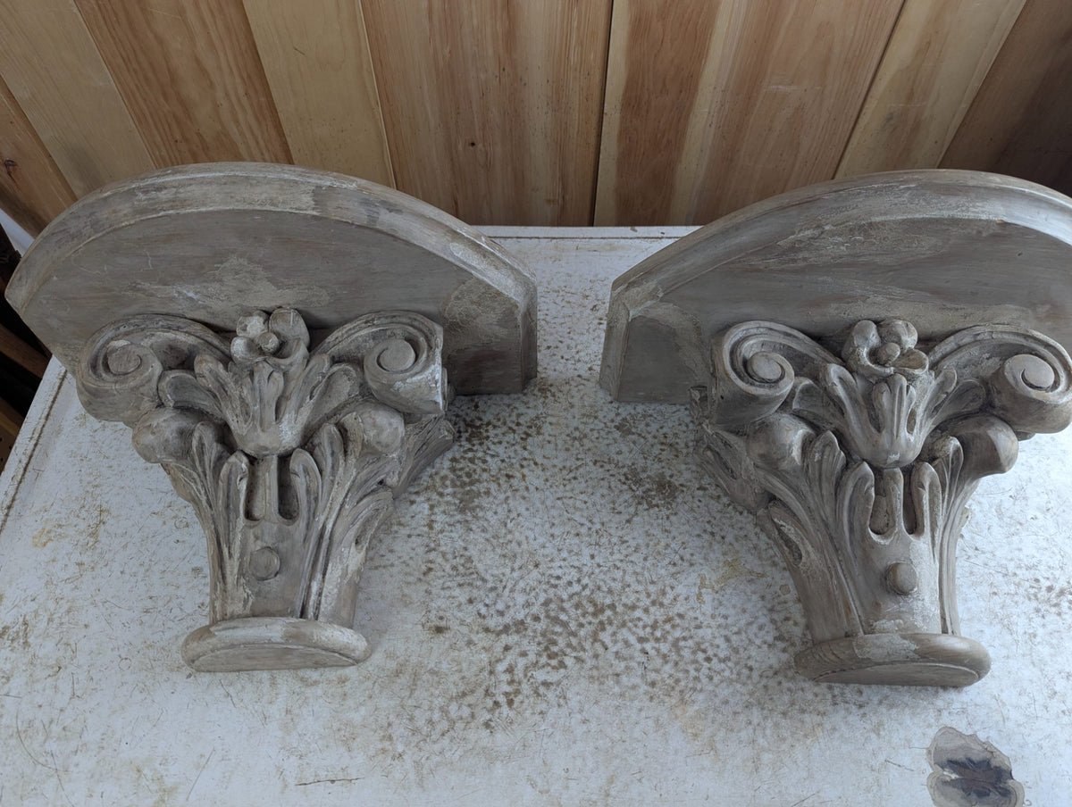 Pair of Wooden Classical Style Architectural Wall Brackets