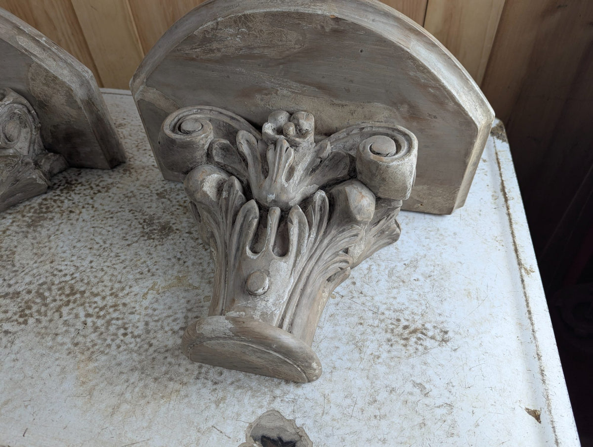 Pair of Wooden Classical Style Architectural Wall Brackets
