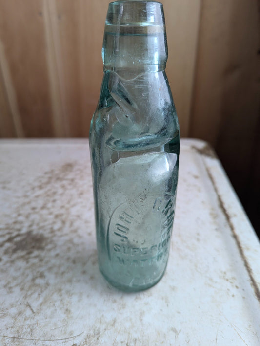 Antique John Craik Superior Waters Perth Scotland Aqua Glass Codd Neck Bottle