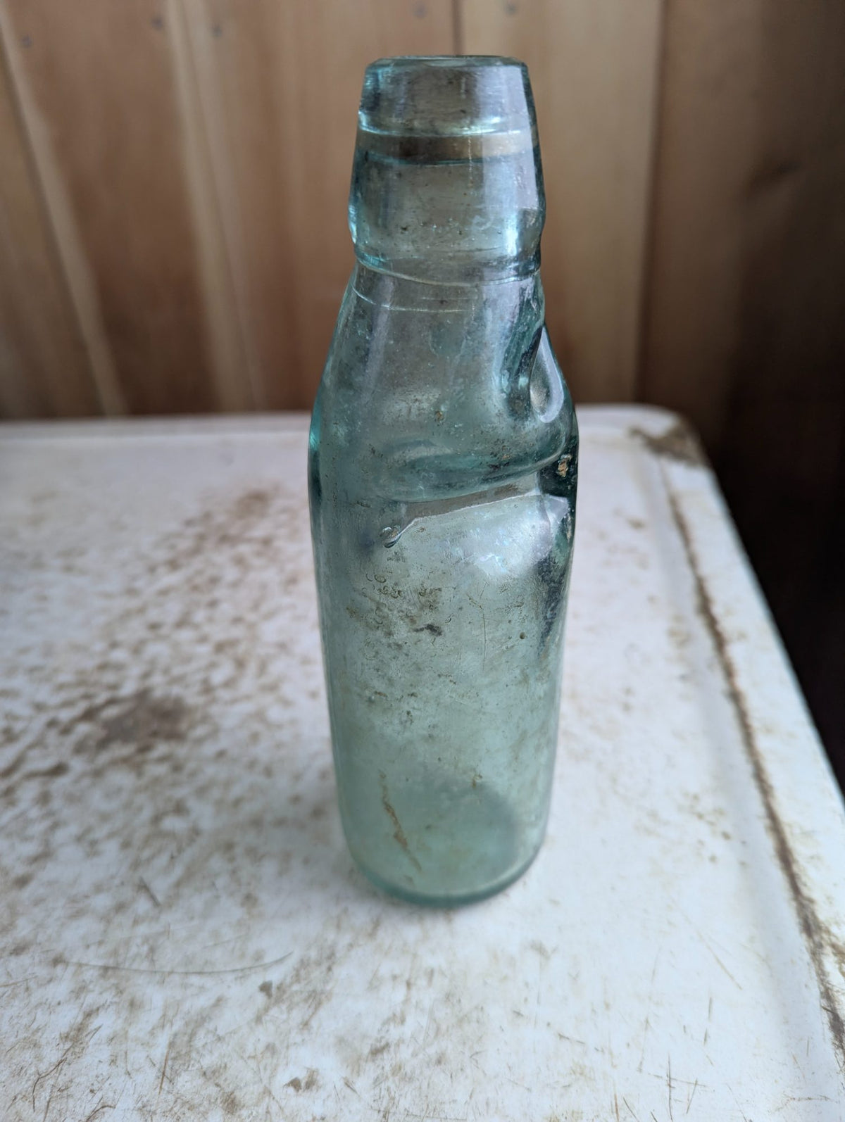 Antique John Craik Superior Waters Perth Scotland Aqua Glass Codd Neck Bottle