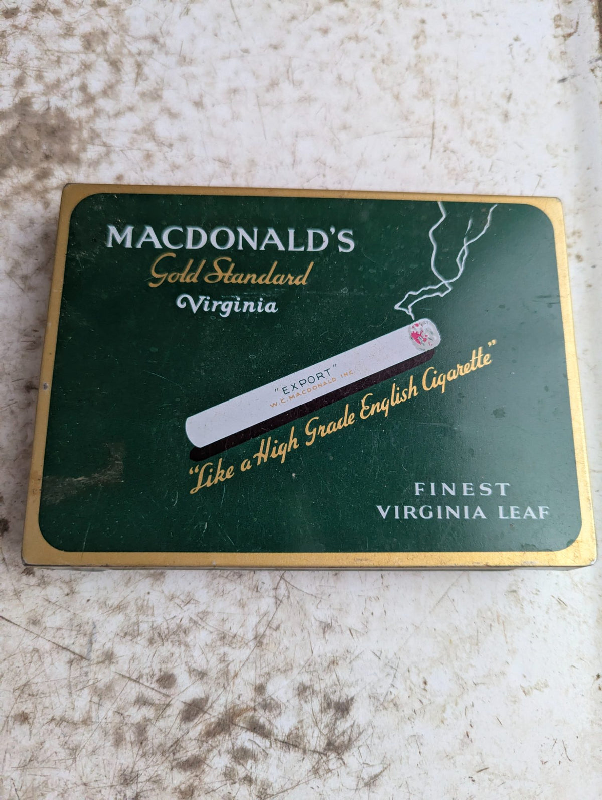 1950s Macdonald's Gold Standard Virginia Flat-50 Cigarette Tin