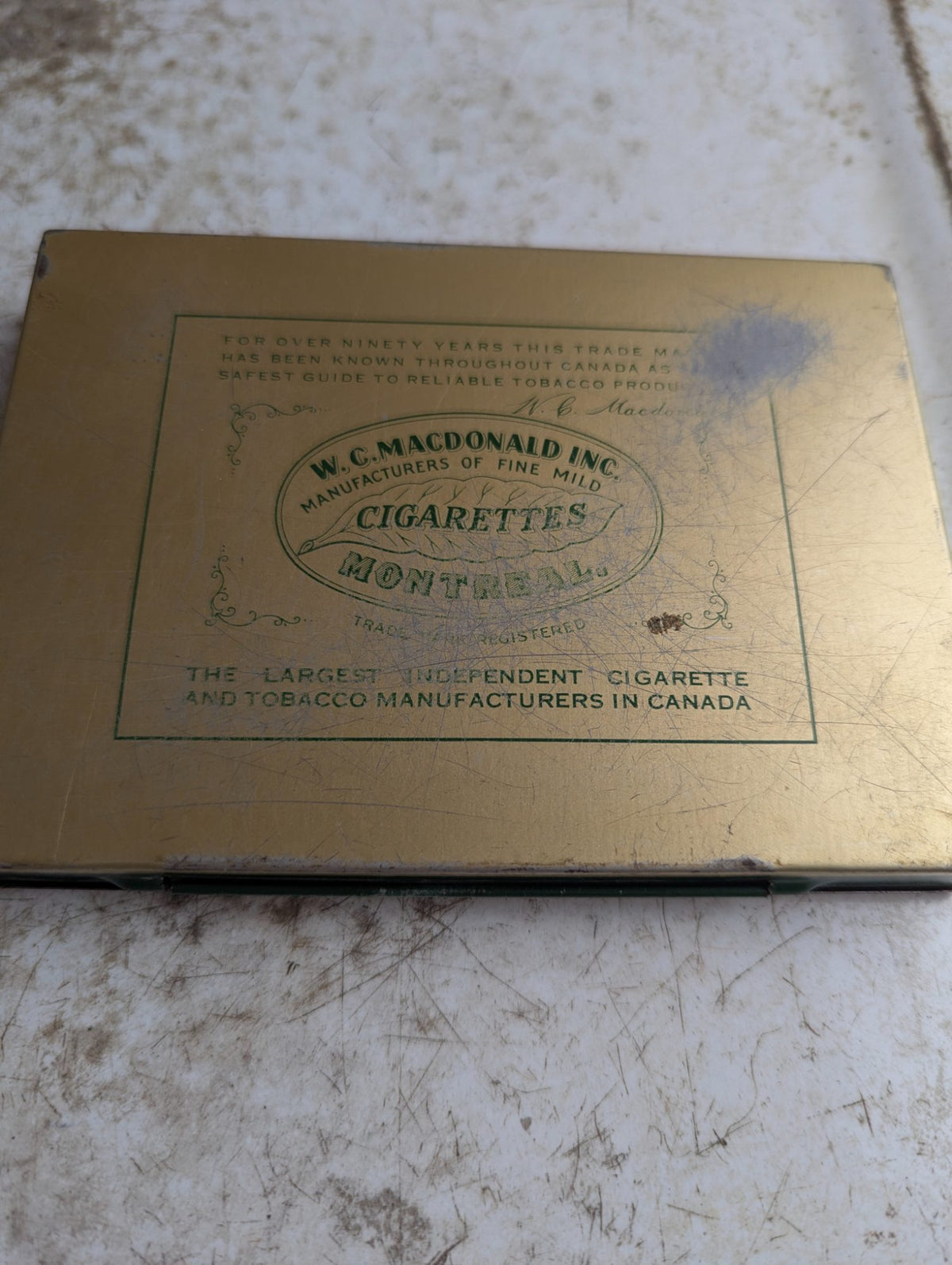 1950s Macdonald's Gold Standard Virginia Flat-50 Cigarette Tin
