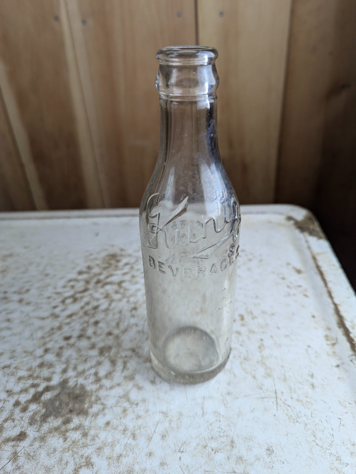 Vintage 6.5oz Kuntz Beverages First for Thirst Embossed Clear Glass Soda Bottle