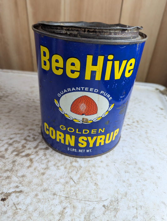 Vintage Bee Hive Corn Syrup 5 lb Tin with Lid