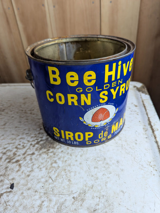 Vintage Bee Hive Golden Corn Syrup 10 lb Tin Pail